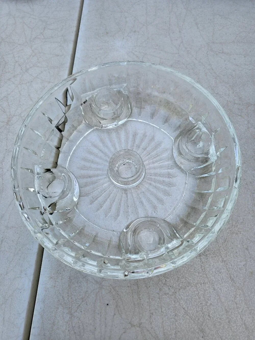 NWOT 6 Pieces Crystal & Ceramic Candle Holders Clear Floral, Never Used, Classic